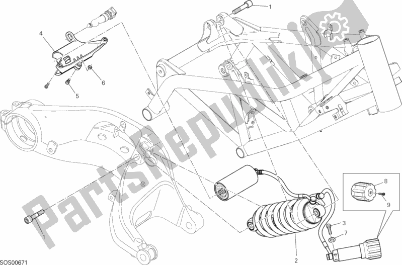 Alle onderdelen voor de Sospensione Posteriore van de Ducati Hypermotard Hyperstrada 939 USA 2016
